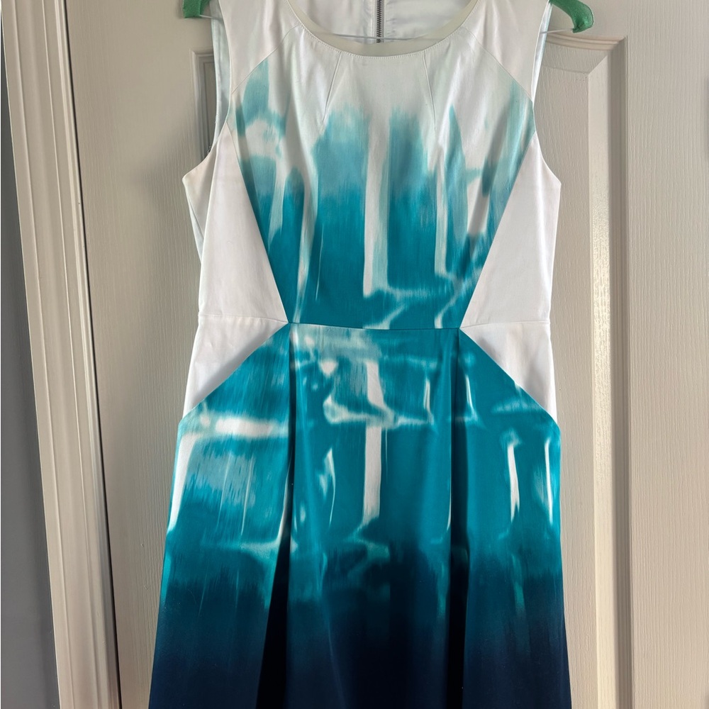 Elie Tahari White and Blue Dress